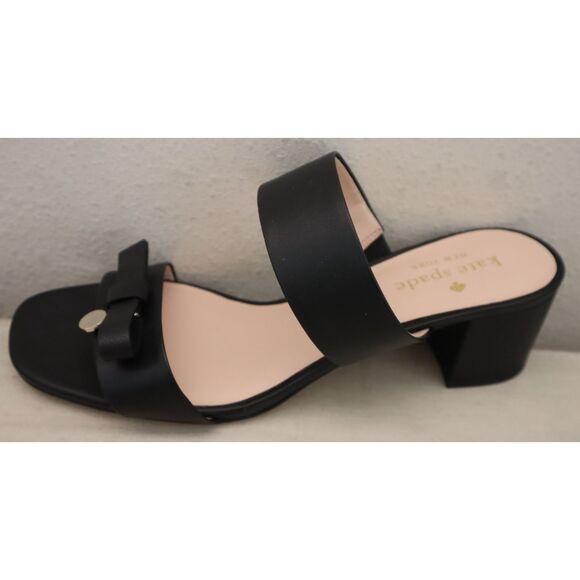Kate Spade Women's Sz 7.5B Black Helena Two Band Bow Sandals w/Charms - Picture 9 of 16